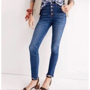 Madewell 10” High Rise Skinny Chewed Hem Edition Button Fly Jeans
